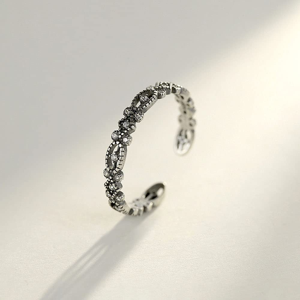 Anello aperto regolabile da donna - Palazzo intarsiato con anello da dito in zircone 3A, anello congiunto impilabile di tendenza, regali di compleanno economici unici per donne e