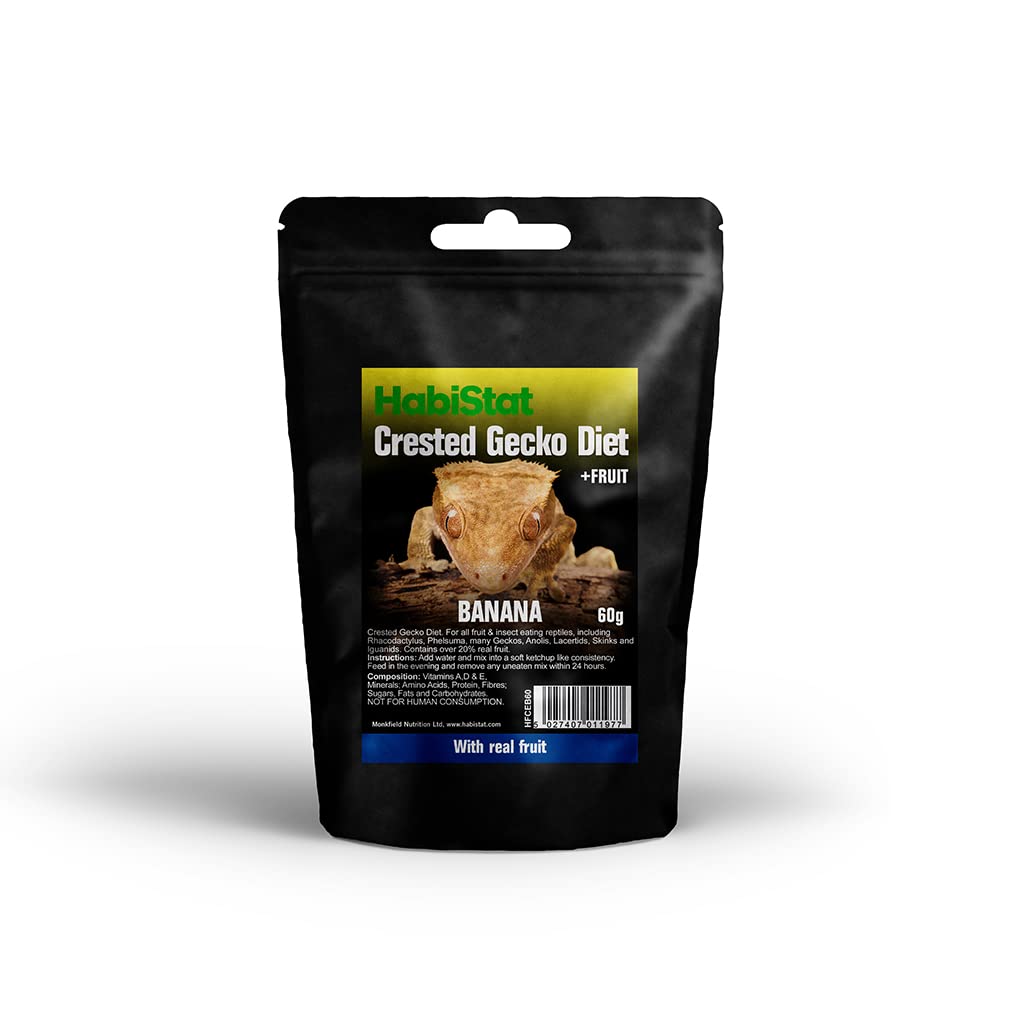 HabiStat - Banana Crested Gecko Diet - 60g Eco Pack - No Artificial Colourings - Over 20% Real Fruit - 9 Key Protein Sources - Reptile Food - For All Fruit & Insect Eating Reptiles