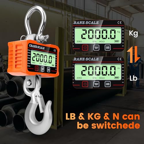 Kraanweegschaal, 2000 kg, elektronische digitale hangweegschaal, 2 T, heavy duty, industriële hangweegschaal met nauwkeurige sensor, groot lcd-scherm en afstandsbediening, voor boerderij, fabriek - Afbeelding 6