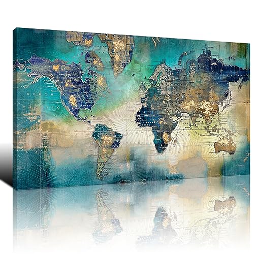 Large World Map Canvas Prints Wall Art for Living Room Office 