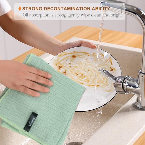 VIVOTE 3 Pack Microfibre Tea Towels Thick Tea Towel for Kitchen Super Absorbent & No Linting Kitchen Towels - Image 3