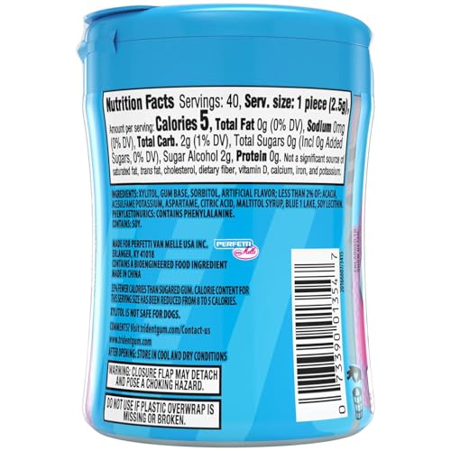 Image of Trident Vibes Sugar-Free Chewing Gum, Cotton Candy Flavor, 40 Pieces (Pack of 3)