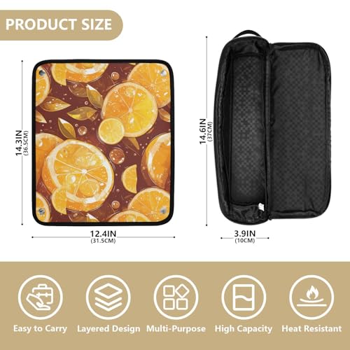 Organizador 2 en 1 para herramientas de cabello Yellow Lemon Slice con tapete resistente al calor, bolsa portátil para viaje para plancha, rizador y secador miniatura 4