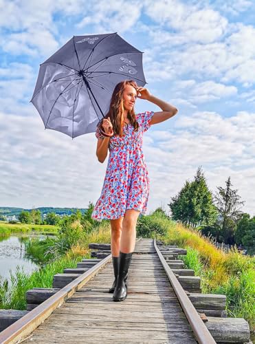 LEMIGO Damen Gummistiefel Wasserdicht Hohe Regenstiefel Gartenschuhe 967 Ilse (Schwarz, 39)