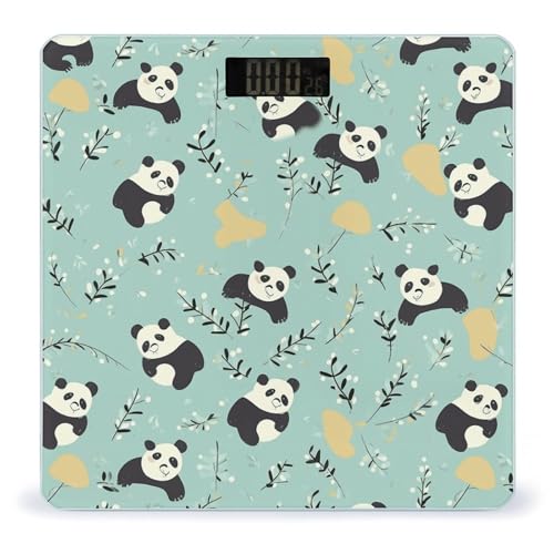 Báscula digital Cute Pandas de vidrio templado para baño miniatura 1
