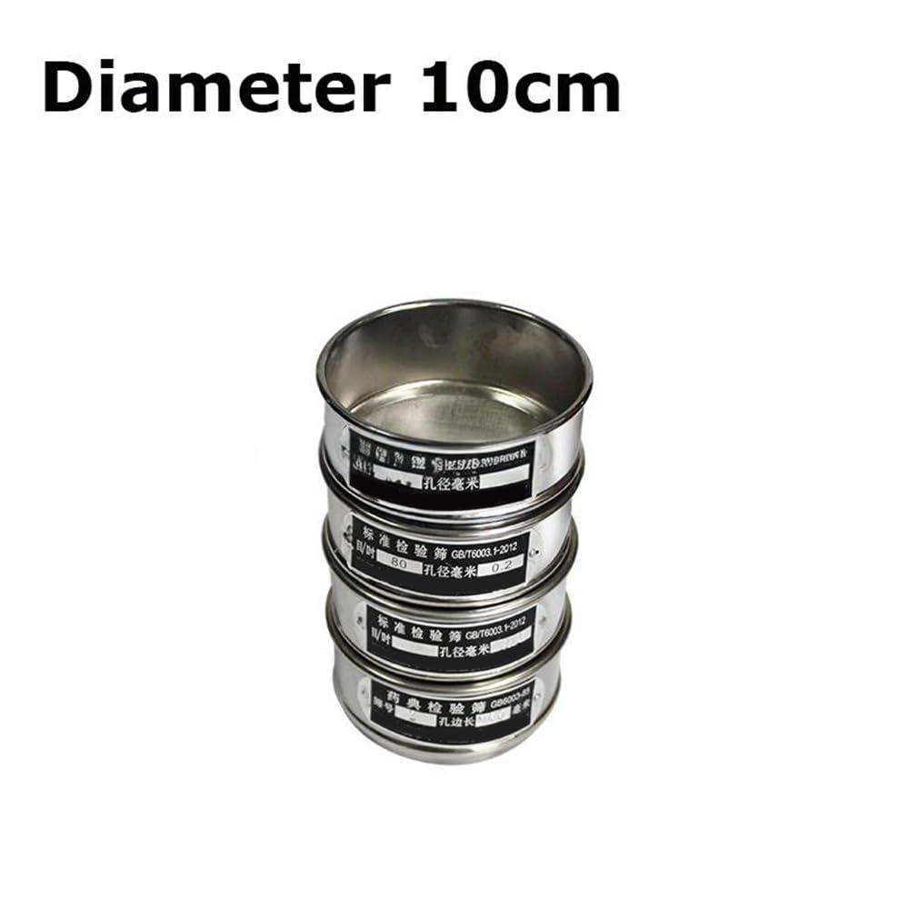 Labor-Standardsieb mit feinem Maschengeflecht, Laborstandard-Testsieb, 10 cm, verzinkt, Set mit Deckel und Boden, 10–600 Mesh, 3 Stück(50 mesh(0.355mm))