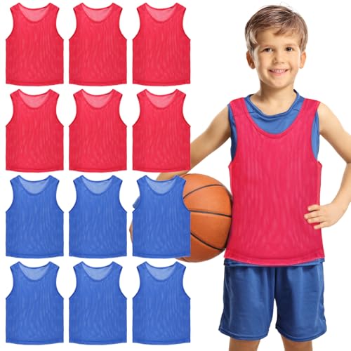 Gilets d'entraînement d'équipe Scrimmage lot de 12 chasubles rouge et bleu taille Small