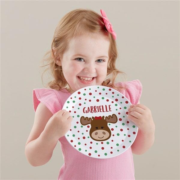 Personalization Universe Christmas Moose Personalized Kids Plate