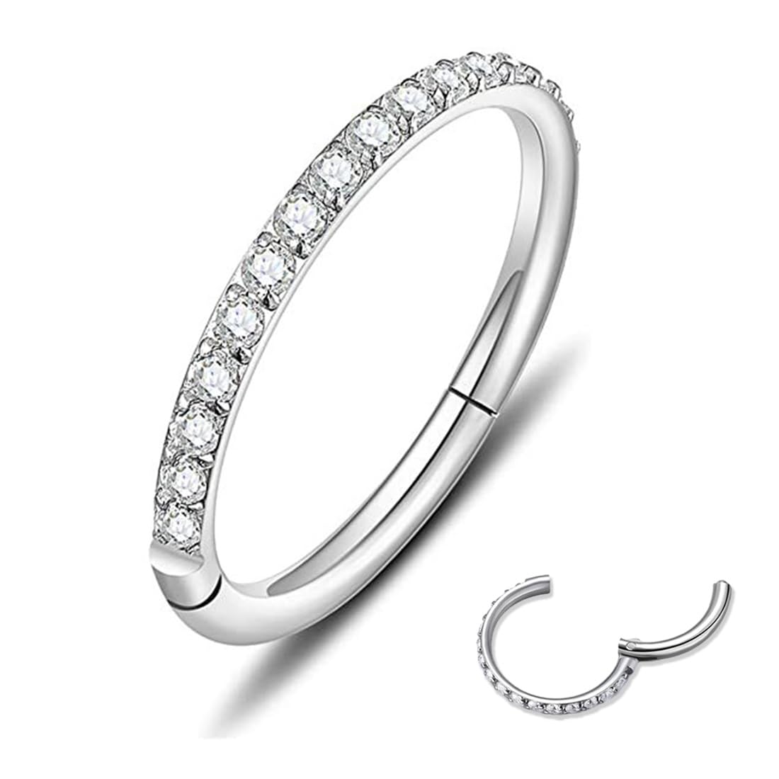 KSJEHW Piercing Nariz Aro G23 Titanio Pendientes Nariz Piercing Nostril Tragus Septum Helix Daith Piercing Labio Inferior(Plata, 1.2 * 6mm)