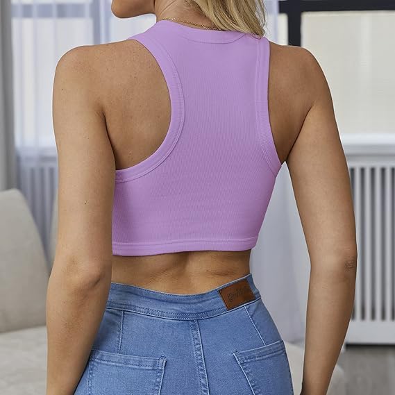 Crop Tank Tops for Women Trendy Sexy Teen Girls Going Out Tops Cute Summer Cropped Sleeveless Knit Ribbed White/Black - Image 2