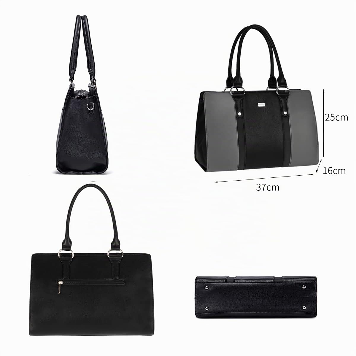 David Jones - Sac à Main Bandoulière Femme Fourre-Tout - XL - Cours Travail Business Multicolore - Anse Longue Cuir PU - Gris