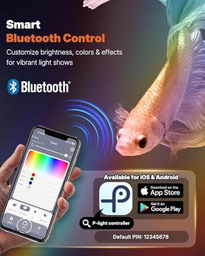 Pawfly Aquarium Light with Bluetooth for Plants, 8W 16 inch Full Spectrum Fish Tank Light for 17-30 inch Fish Tanks, Submersible LED Lights with App Control, Timer Modes & Adjustable Brightness - 1