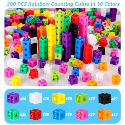 Image of Jenaai 300 Pcs Linking Cubes with Storage Container Counting Cubes, Colorful Plastic Counting Block, Math Manipulatives Classroom Learning Supplies for Preschool Kindergarten(Orange)
