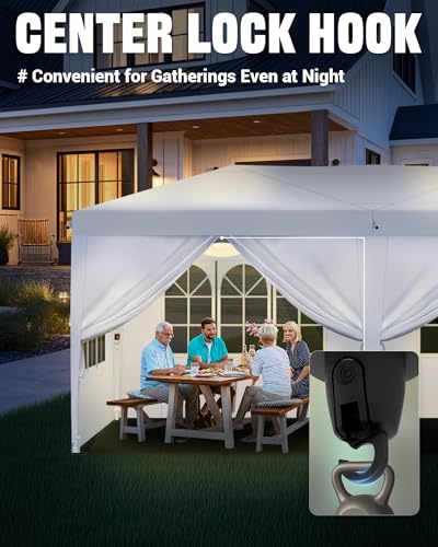 Image of Acepic 10x20 Pop Up Canopy Tent with 6 Removable Sidewalls, One-Push Center Lock Design, Commercial Grade Waterproof Party Gazebo, UV Protection Outdoor Event Shelter with Church Windows, White