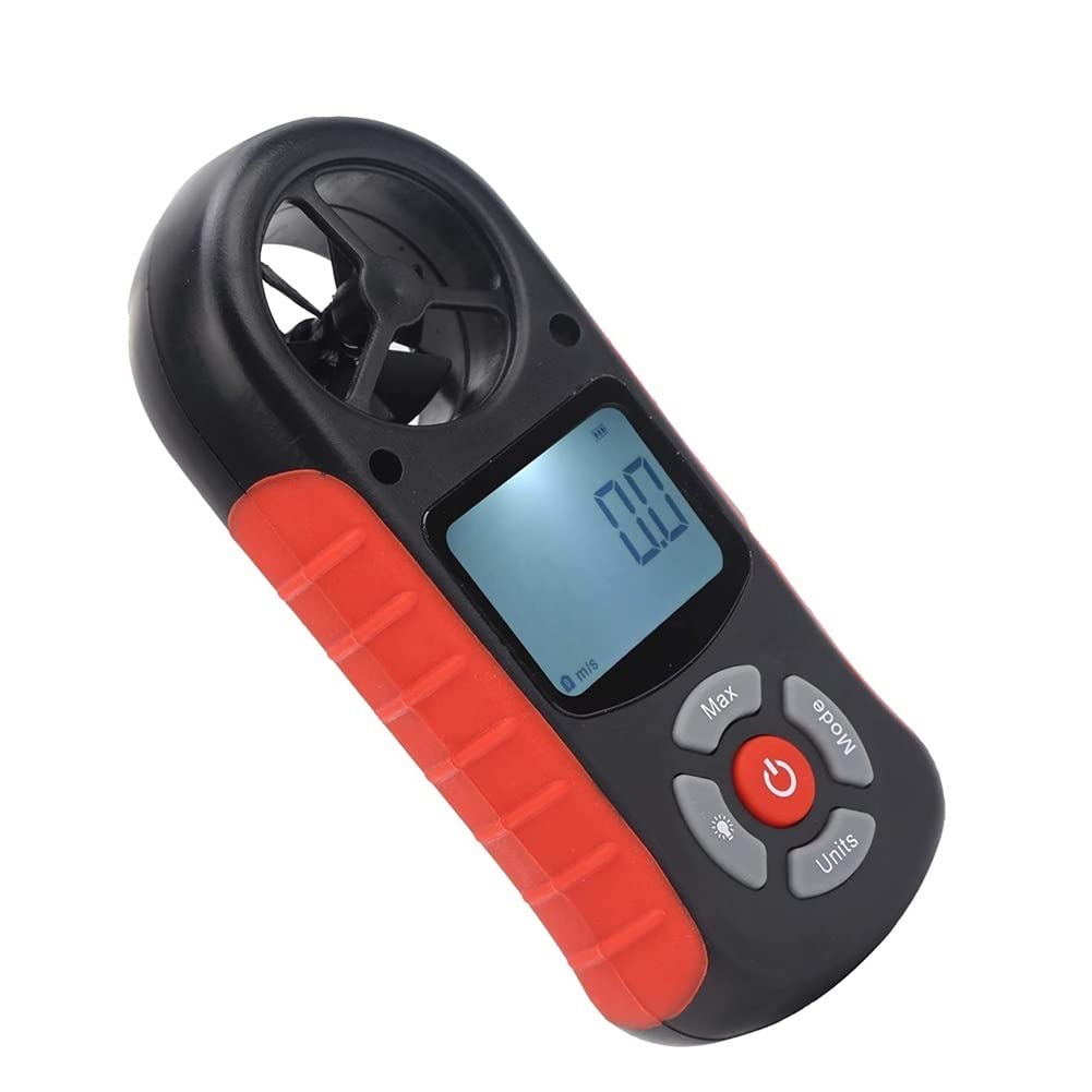 Anemómetro Digital con Pantalla LCD retroiluminada, medidor de Volumen de Aire, anemómetro con Botones multifunción para Windsurf, Cometas, Vela, Surf, Pesca, etc.