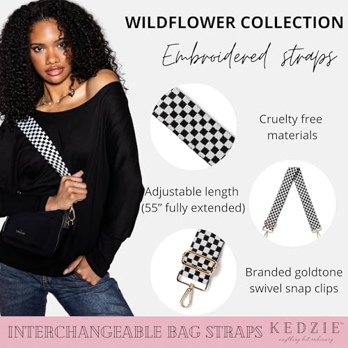 Image of KEDZIE Embroidered Interchangeable Bag Straps Adjustable Length 55 inch Handbag Purse 2-inch Wide Guitar Style Crossbody Strap
