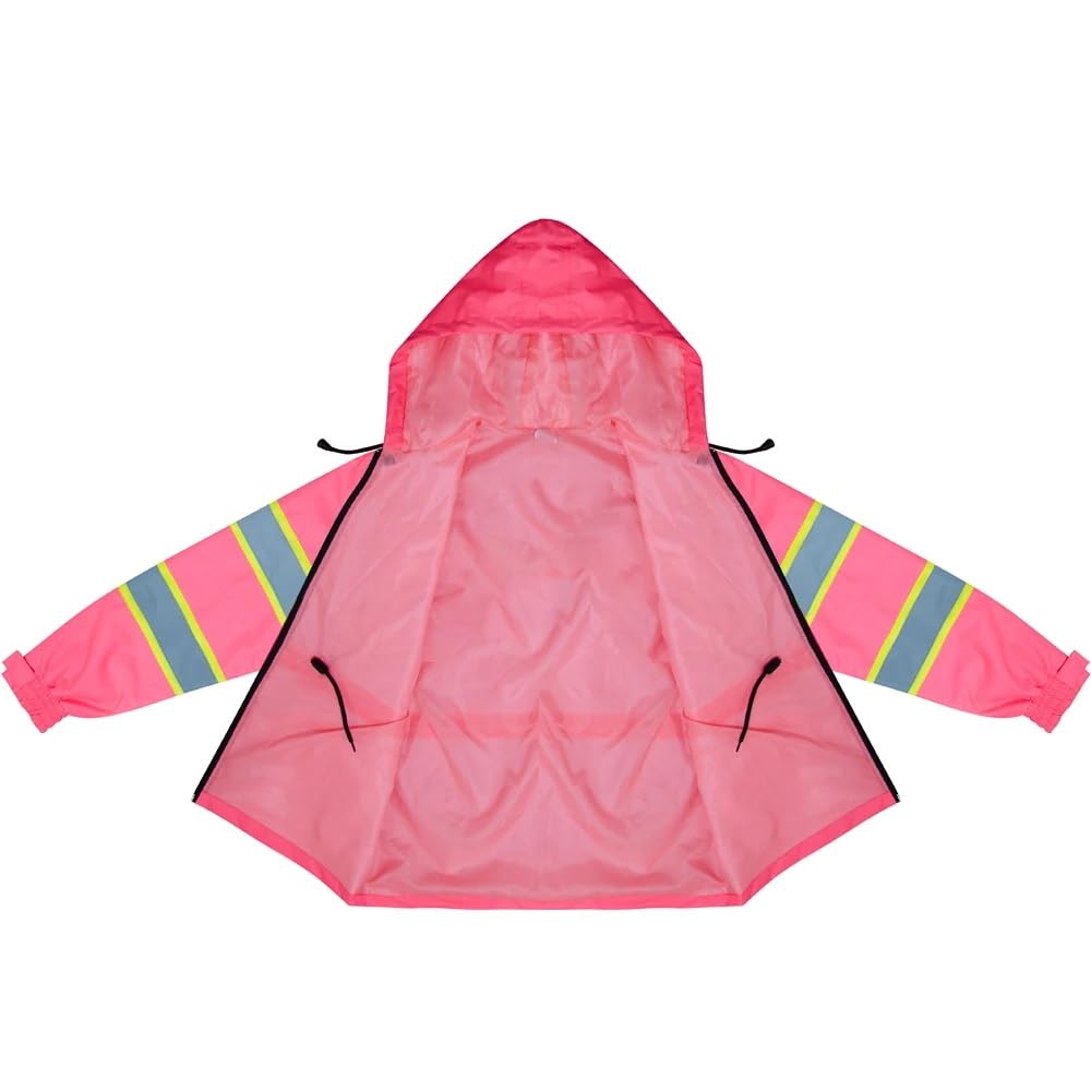 Chaleco reflectante de alta visibilidad, Chaqueta Reflectante de Alta Visibilidad con Capucha Bolsillos Cremallera Rosa S-2XL