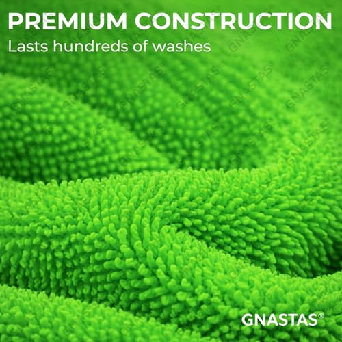 Image of Microfiber Cloth for Car, 1600 GSM, 40x60 cm, 1 Pc, Neon Green /Dark Grey | Twisted Loop Super Absorbent Drying Towel with Edgeless Design, Plush Pile & Lint-Free Detailing Cloth