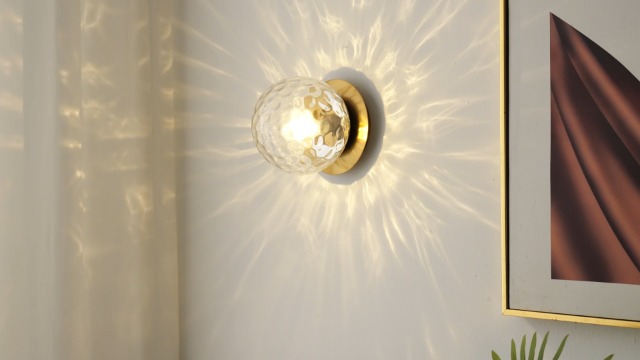 Image of Modern Gold Globe Wall Sconce,Single Light with Clear Glass Shade