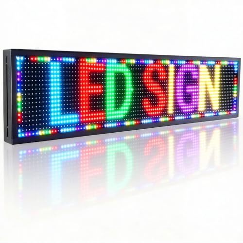 Image of P10 Programmable Scrolling Led Sign Outdoor Digital Sign Display Message Board Led Open Signs For Business Custom Banner Word Light Advertising Wifi Control High Brightness Neon 39 inchX8 inch