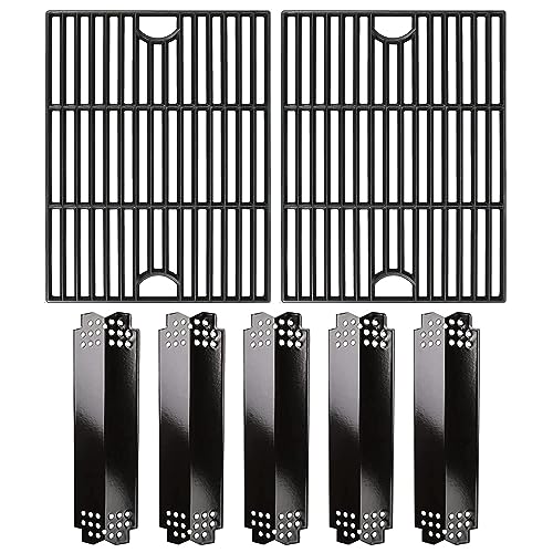 Hisencn Cast Iron Grates & Porcelain Heat Plate for Nexgrill 4/5 Burner