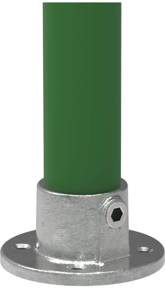 Fenau (Unoccupied) | Floor Flange, Round, Ø 33.7 Mm, Wall Flange, Ceiling Flange, Support, Malleable Cast Iron, Hot-Dip Galvanised, Incl. Screws