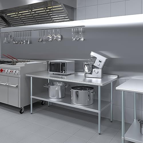 Image of AmGood Stainless Steel Work Table | Metal Utility Table (72 inch Long x 30 inch Deep)