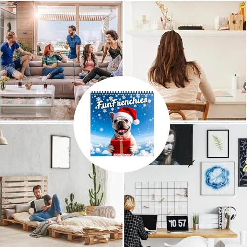 Weqizuerqi Wandkalender 2026 | Monatliches Dickes Papier Mit Notizen,Französische Bulldogge Kalender 2026 Planer | Für Akademische Termine Home Office Schulwohnheim Familie Schüler Lehrer Weihnachten