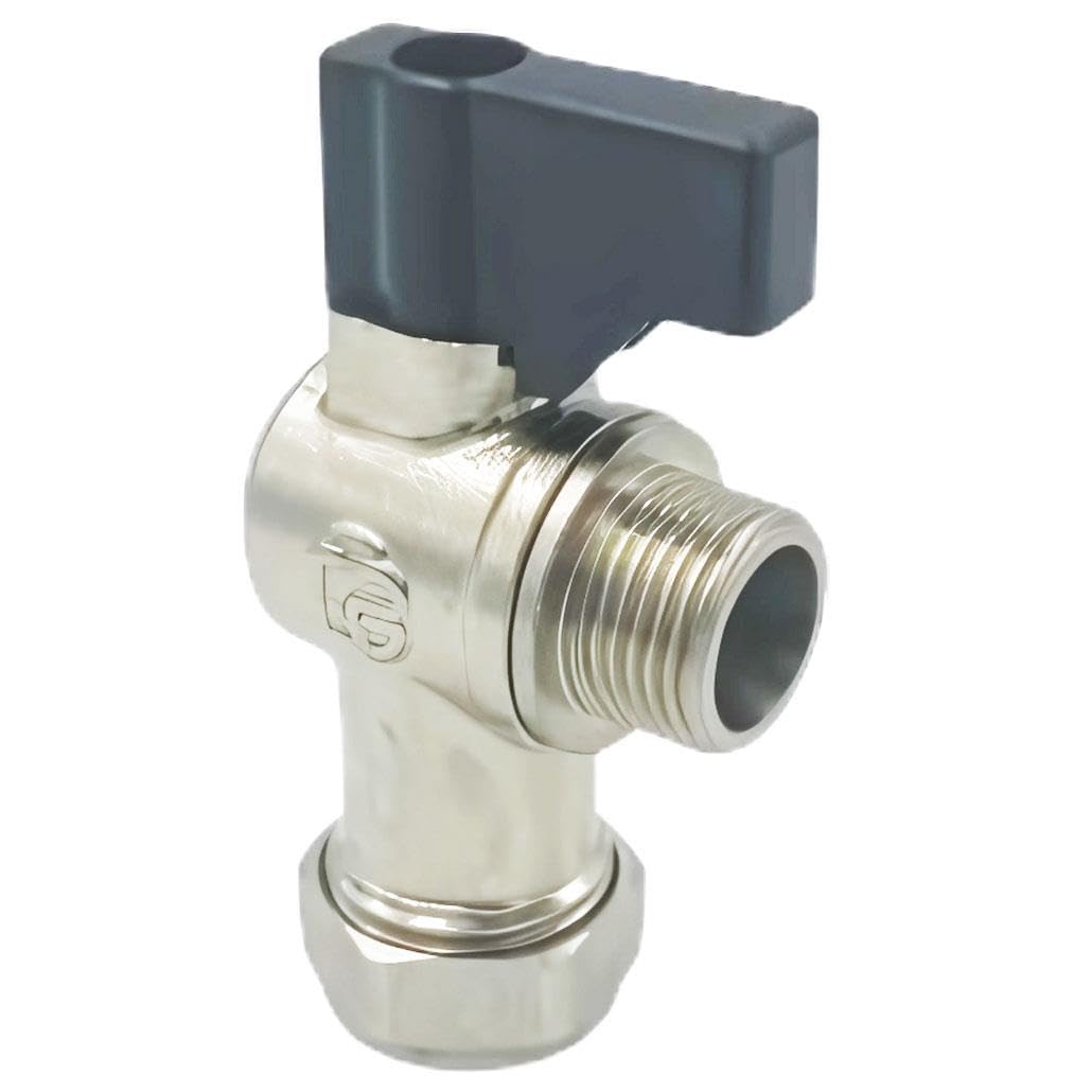 15mm x 1/2" Isolation Valve Flat-Faced Angled with Handle Quarter Turn