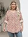 TFSDOD 3/4 Sleeve Tops for Women V Neck Plus Size Women Blouses Long Sleeve Shirts Dressy Casual Fall 2025 Red Floral 3XL