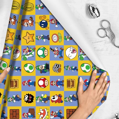 PADIEOE Mario Wrapping Paper 2 Roll 17" x 118" Gift Wrapping Paper Durable Surprises Gift Wrap Pack for Kids Birthday, Party Storage Festive Decoration - Image 5