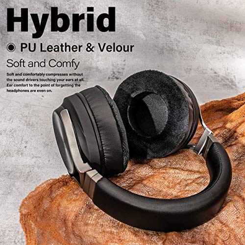 Almohadillas para auriculares TRANSTEK compatibles con Virtuoso RGB Wireless SE - Almohadillas de espuma viscoelástica - Cojines híbridos (PU/Velour) para auriculares - Negro miniatura 6