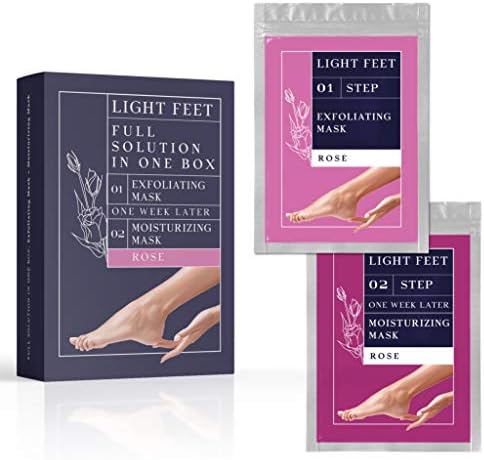 Exfoliating and Moisturizing Foot Peel Mask in One Box – Feet Treatment – Removes Dead Skin, Repairs Cracked Heels – Rose Scented Foot Masks