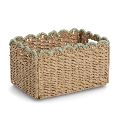 Zeller Panier de rangement pliable en papier tressé Menthe