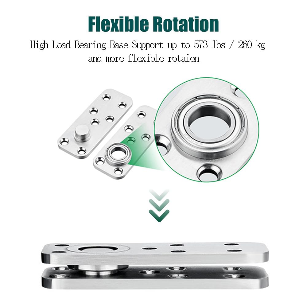 Wotendy Heavy Duty Hidden Door Hinges, 360° Rotation Stainless Steel Pivot Hinge, Up to 260kg Load-Bearing - Image 4