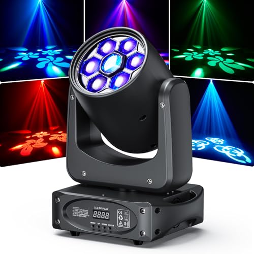 150W Lyre LED RGBW Lumière de Scène 6 Bee-Eyes 3 prismes 8 Gobos 8 couleurs Tête Rotative Scène dmx512 Moving Head Lampe Fonction Stroboscopique pour...
