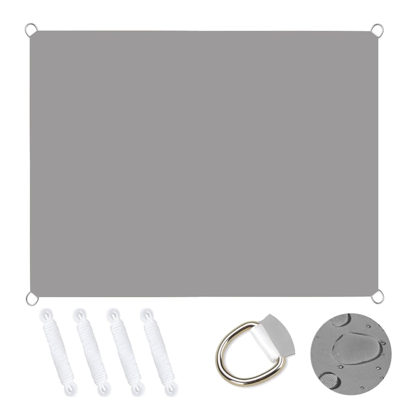 Toile d'ombrage haute résistance 98% UV gris clair 1.8x3.2m
