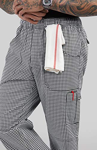Men's Houndstooth Cargo Utility Chef Pant (Xs-3X) #TOP4
