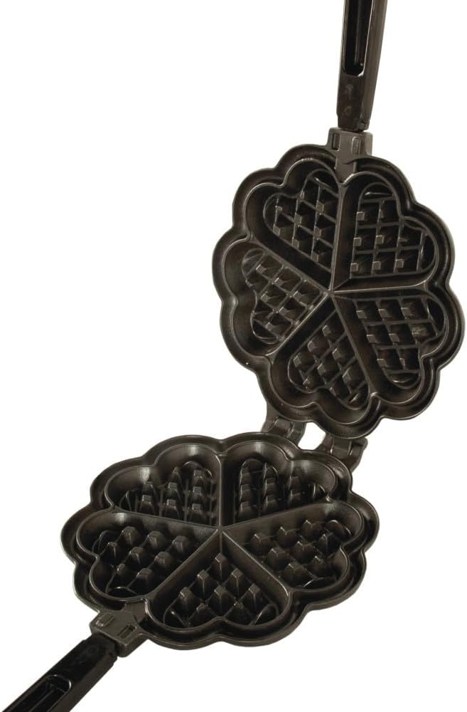 Nordic Ware 01705 Sweetheart Waffler, Cast-Aluminium Pan, Heart Shaped, Mini Waffle Maker, Black Five 3.5 inch cavities image 5