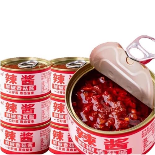 JGFWAT Salsa de champiñones y chile, condimento de champiñones picantes, para bibimbap, fideos, bollos al vapor, (latas de 80 g x 3 latas)