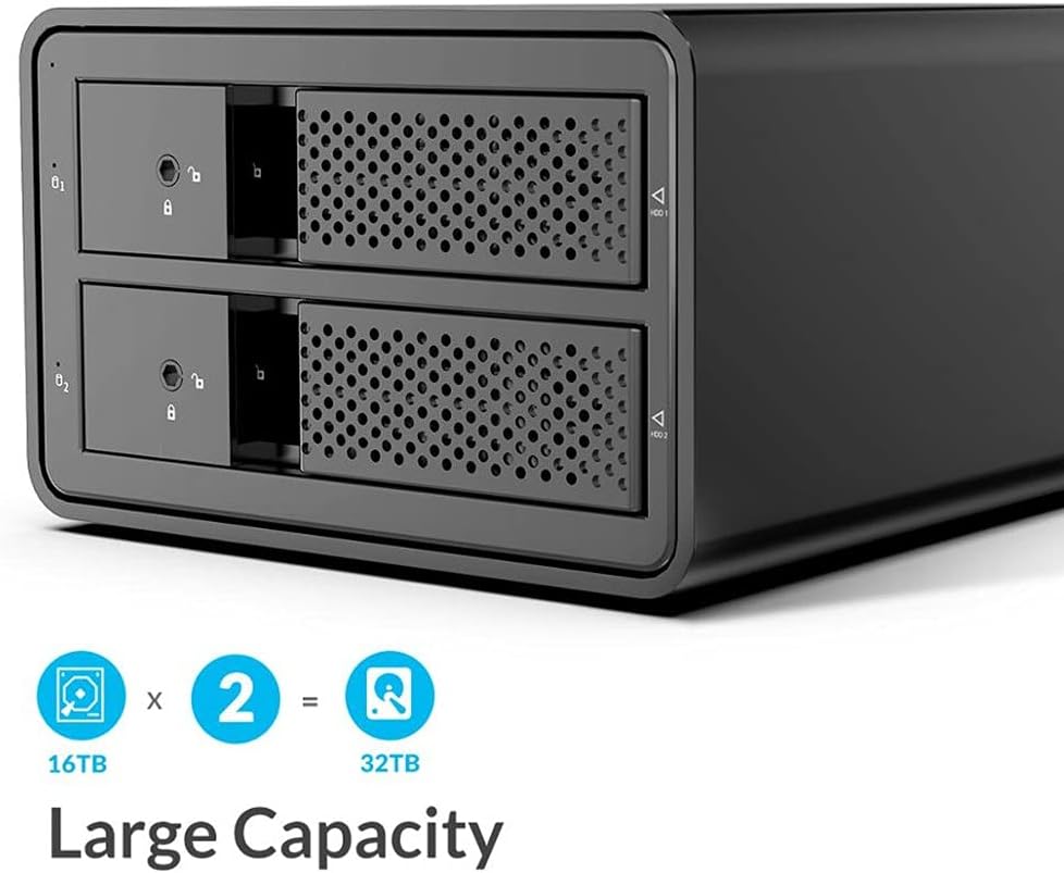 External Hard Drives 2 Bay 3.5'' USB3.0 to SATA RAID HDD Docking Station Aluminum HDD Enclosure 36W Power Adapter HDD Case