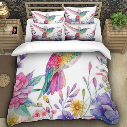 Housse de couette effet 3D colibri en vol de qualité supérieure ultra douce