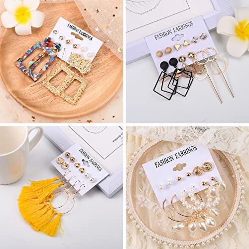 53 Pairs Earrings Set for Women, Fashion Acrylic Tassel Gold Hoop Earrings Multipack Statement Pearl Earring Stud Pack, Hypoallergenic Drop Dangle Earrings for Valentine's Day Gift4