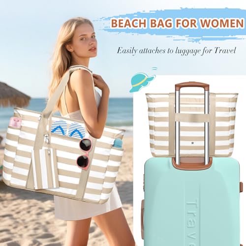 Image of Extra Large Beach Bags for Women Waterproof Sandproof Beach Tote Bag