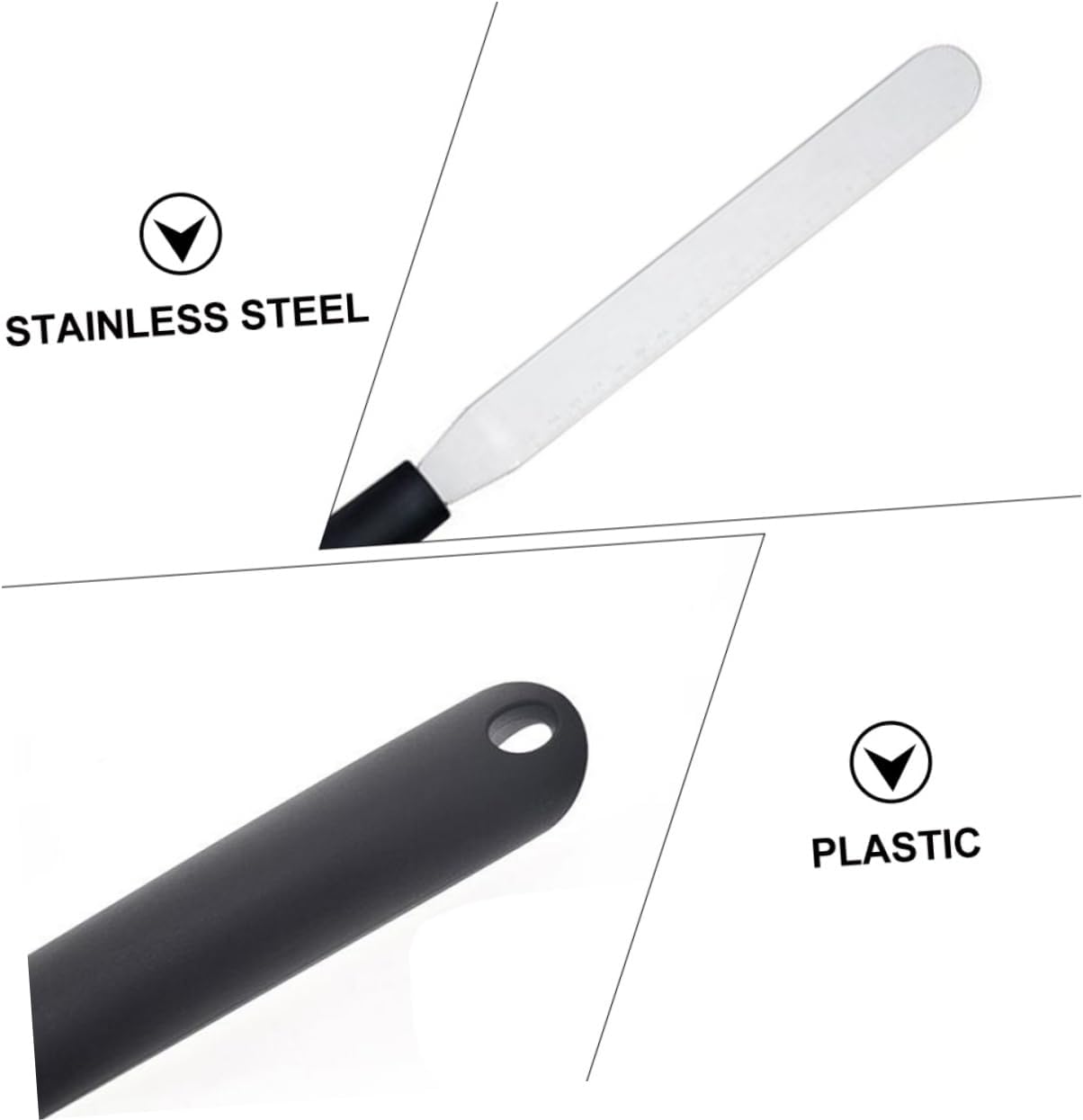 4pcs Offset Icing Spatula with Plastic Handle Stainless Steel