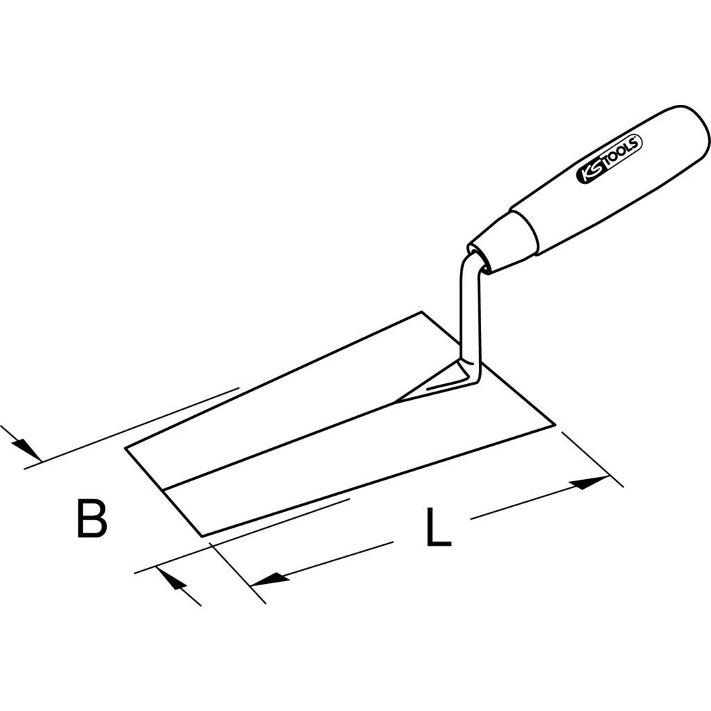 KS Tools 144.0122 Cazzuola per Stuccatura, 180 mm, a Punta Squadrata, Impugnatura in Legno
