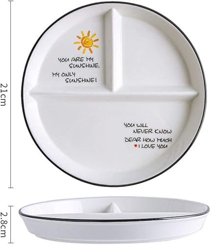 Miniatura 2 de 1 plato de cerámica para control de porciones, plato dividido para una alimentación saludable y pérdida de peso, plato de postre dividido, plato de