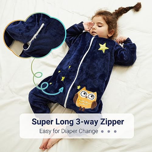 Image of MICHLEY Baby Sleeping Bag Sack with Legs Long Sleeve Wearable Pajamas | wearable blanket toddler baby, 9 Months-6T, Animal Designs, Flannel, Machine Wash