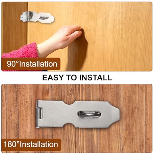 Image of PATIKIL Door Lock Hasp Latch 2.6 Inch, 6 Pcs Stainless Steel Safety Hasp Lock Clasp Hinge Packlock with Screws for Door Gate Cabinet Closets, Silver