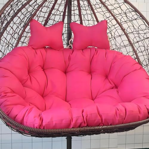 Cojín para Silla Colgante Tipo Huevo con reposacabezas Ajustable, Lavable, Grueso y Doble, para Exterior (C)